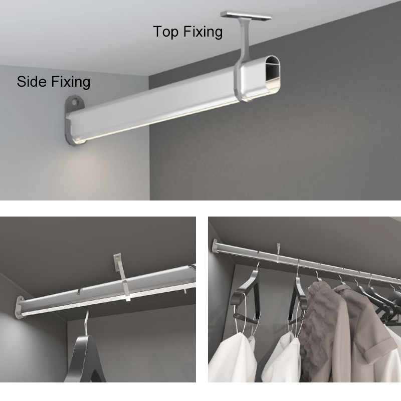 Wardrobe Closet Hanging Rod Aluminum LED Channel For 12mm 5050 LED Light Strips